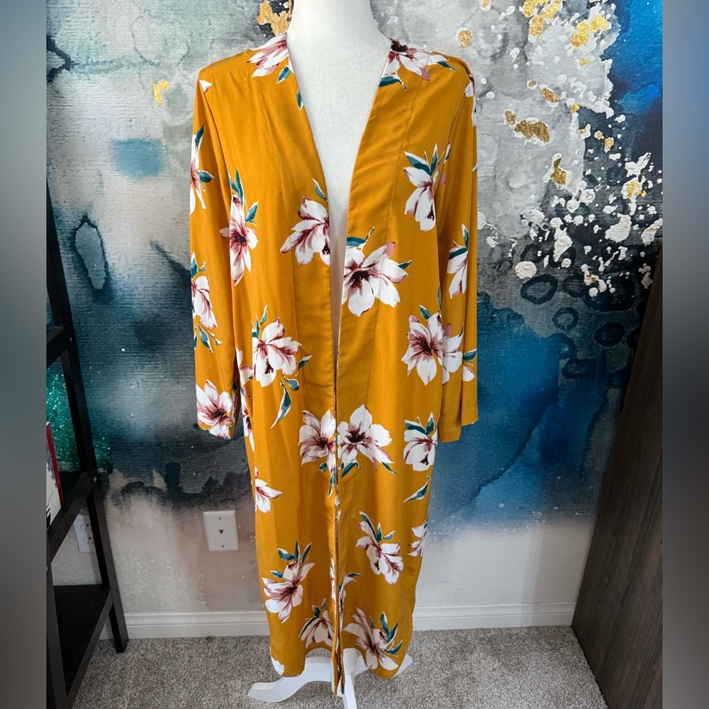 Dear Apple| Yellow Floral Duster Kimono